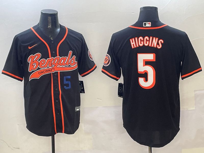 Men Cincinnati Bengals #5 Hiccins Black Joint Name 2025 Nike Limited NFL Jersey style 2